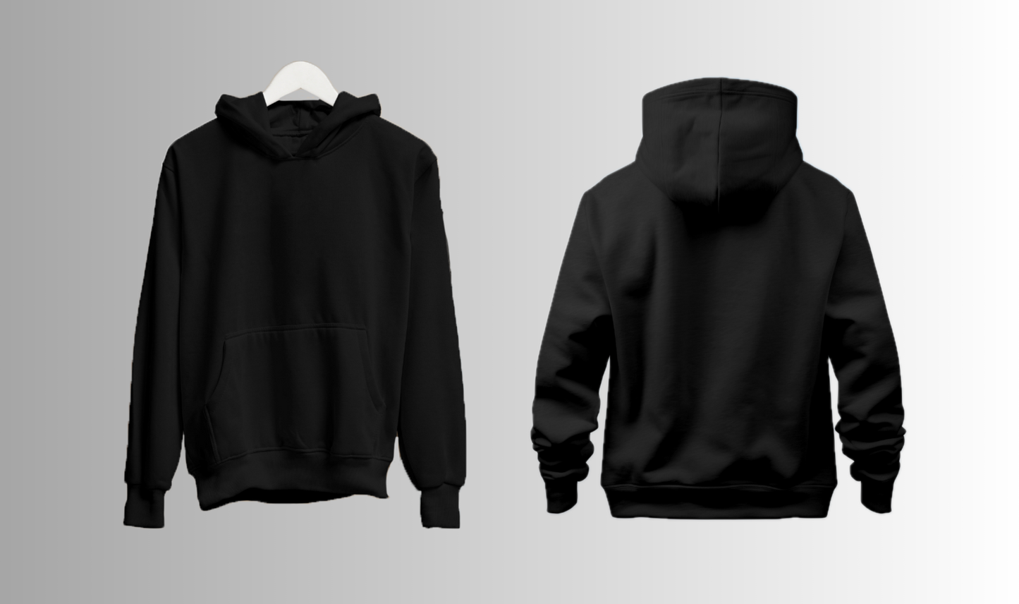 PLAIN BLACK - regular fit premium hoodie